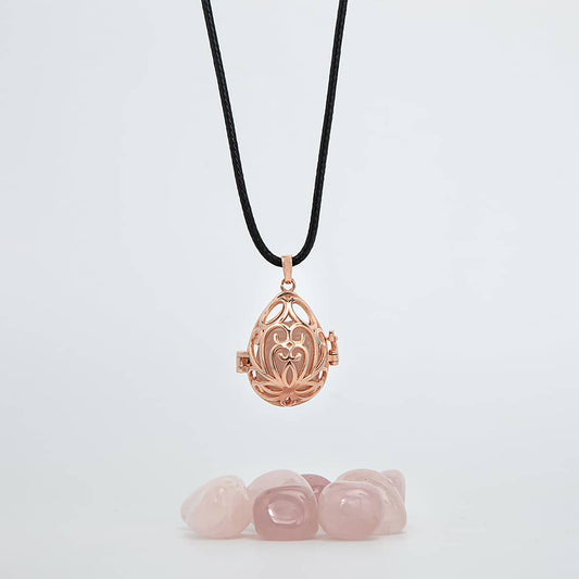 Rose Gold Necklace with Crystal Cage - Divine Drops
