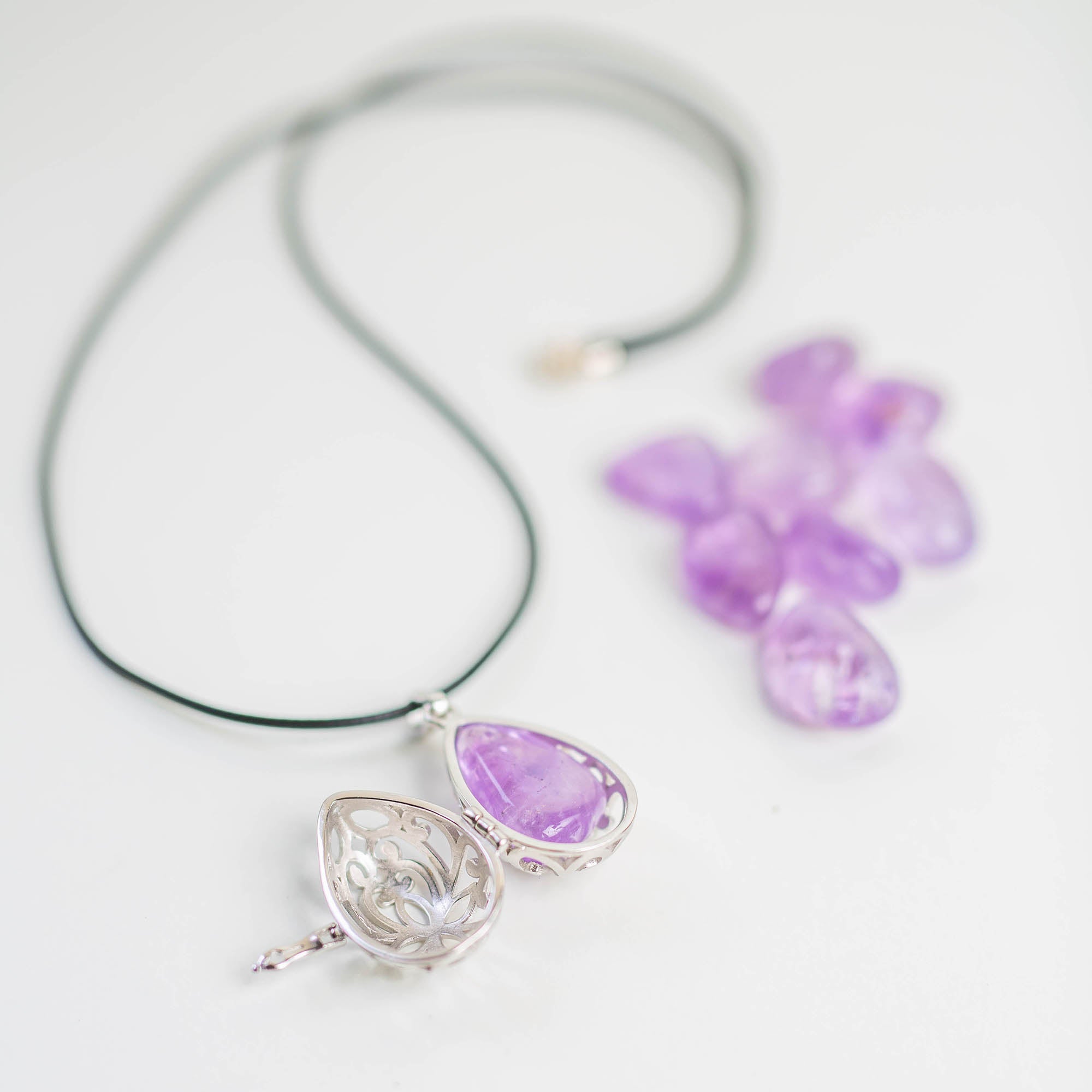 Sterling Silver Necklace with Crystal Cage - Divine Drops